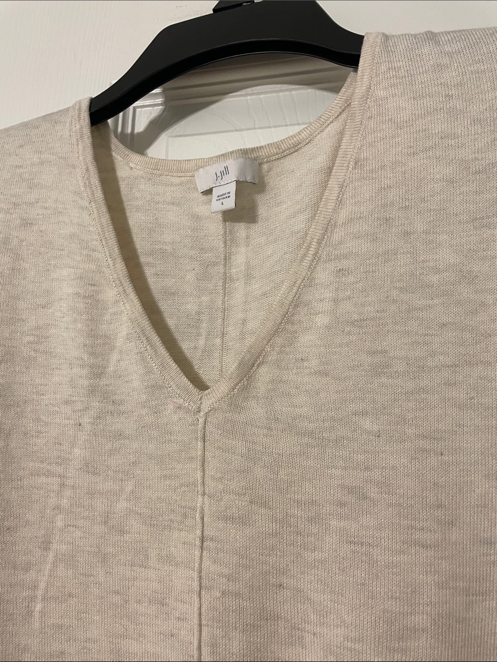 J. Jill Organically Grown Creamy Cotton Blend V neck lightweight sweater, NWOT